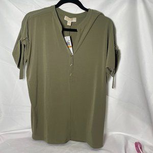 michael kors short sleeve blouse safari green blouse  S NWT